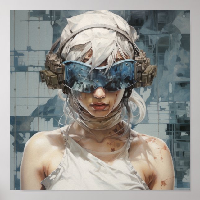 Augen von morgen: Blindes Futuristisches Girl-Post Poster (Vorne)