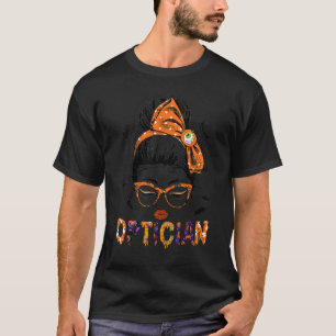 Augenarzt Halloween Messy Bun Eyeglass O T-Shirt