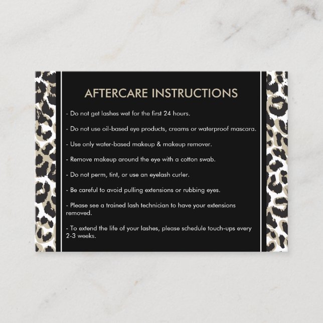 Augenblicke mit Leopard Print Aftercare Card Visitenkarte (Vorderseite)