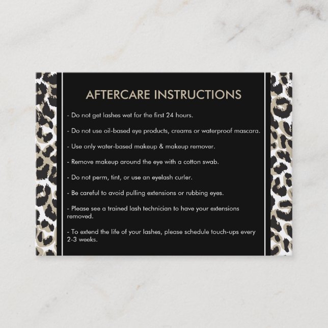 Augenblicke mit Leopard Print Aftercare Card Visitenkarte (Vorderseite)
