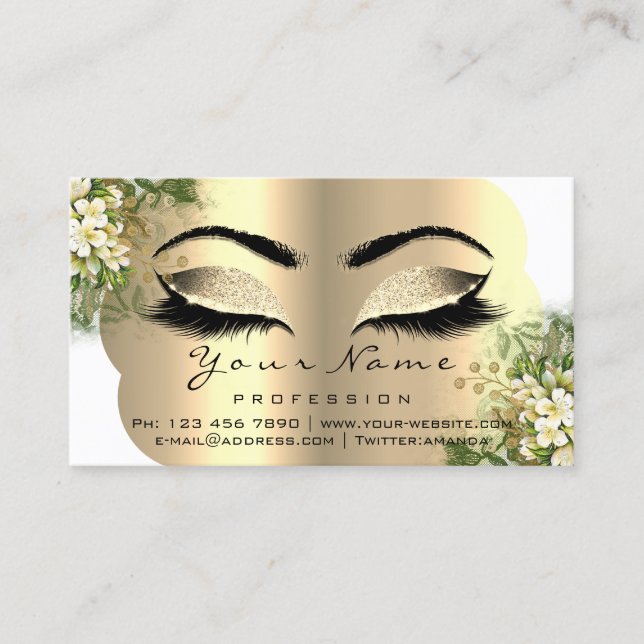 Augenbrauen Aftercare Instruktion Blumenzahn weiß Visitenkarte (Vorderseite)