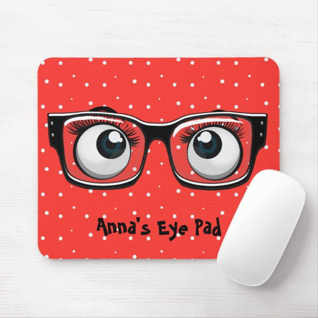 Augenbrauen und Brillen auf Polka Dots Mouse Pad Mousepad (Mit Mouse)