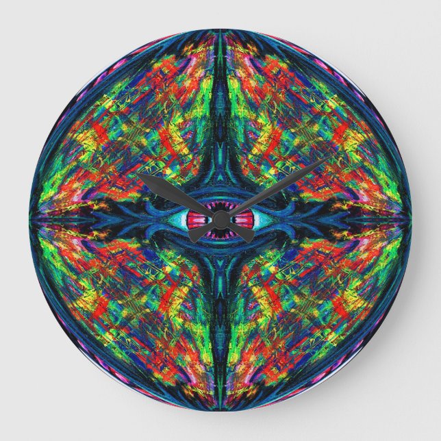 Augenbrauen- und Trippy-Malerei Große Wanduhr (Vorderseite)
