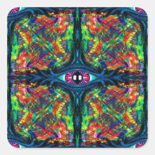 Augenbrauen- und Trippy-Malerei Quadratischer Aufkleber