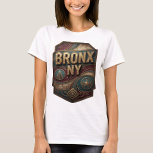 Augenfälliges Gold BRONX NY Slogan T-Shirt