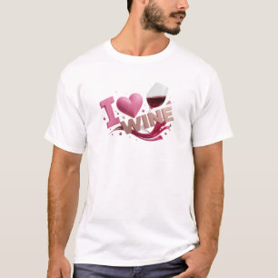 Augenfälliges Rosa I LOVEW WINE Kreativer Druck T-Shirt