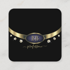 Augenfänge Gold Blue Black Initials Rhinestones Quadratische Visitenkarte