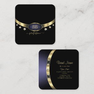 Augenfänge Gold Blue Black Initials Rhinestones Quadratische Visitenkarte
