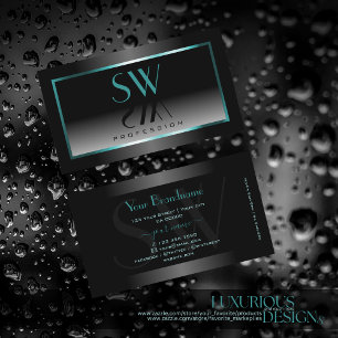 Augenfänge Schwarz-weißes Gradient Monogramm Aquam Visitenkarte