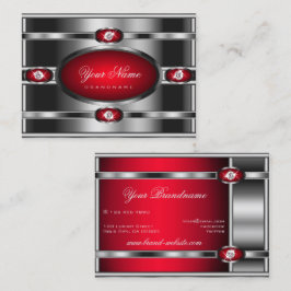 Augenfänge Silbereffekt und rote, glatte Farben Visitenkarte