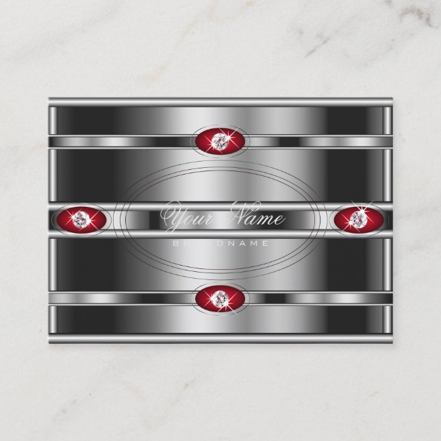 Augenfänge Silbereffekt und rote, glatte Farben Visitenkarte (Vorderseite)