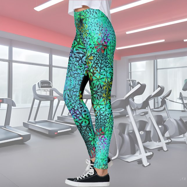 Augenfänger! Fraktal-Blume in coolen Farben - Leggings (Von Creator hochgeladen)