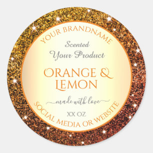 Augenfänger Orange Gold Glitzer Produktkennzeichnu Runder Aufkleber