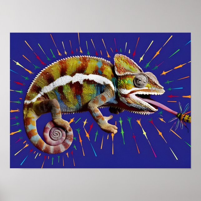 Augenfaszinierende farbenfrohe Chameleon Poster (Vorne)