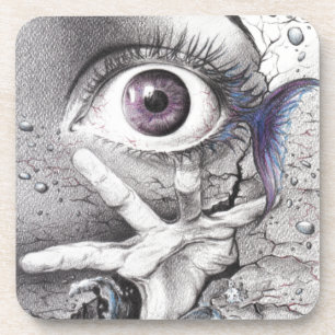 Augenfisch und Handtraum Surrealer Zeichnungskunst Untersetzer