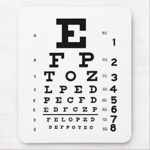 Augenheilkunde-Optometrie-Augen-Diagramm weiß und Mousepad