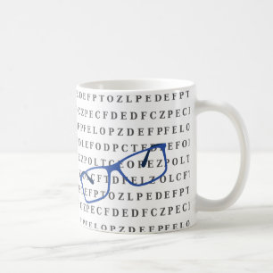 Augenoptiker Optiker Sehtesttafel und Brille Kaffeetasse
