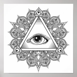 Augenpyramide Symbol Doodle 2 Poster
