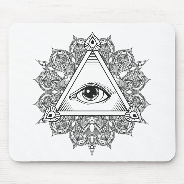 Augenpyramide Symbol Doodle Mousepad (Vorne)