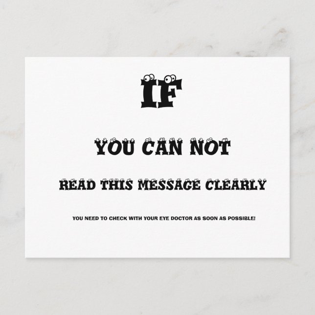Augentest Postkarte (Vorderseite)
