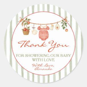 Augenweide Wäscheleine Baby Shower Dankeschön Runder Aufkleber