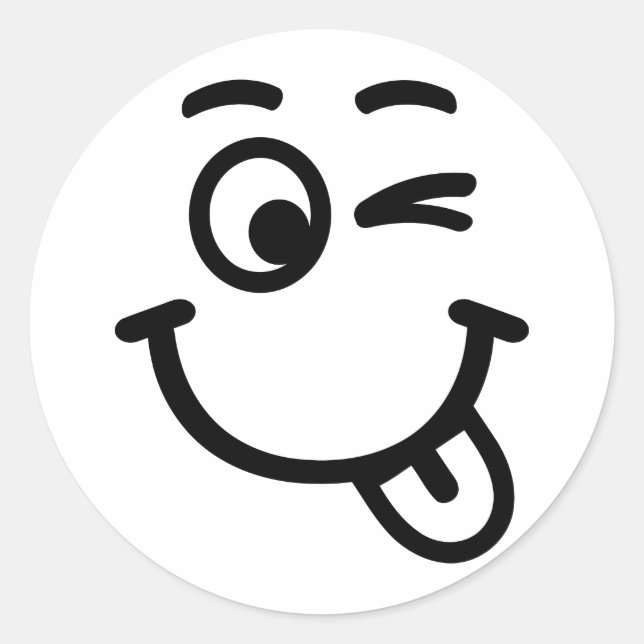 Augenzwinkern Runder Aufkleber (Vorderseite)