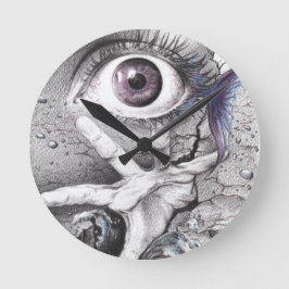 Augfische und Handtraum Surreal zeichnend Kunst Runde Wanduhr