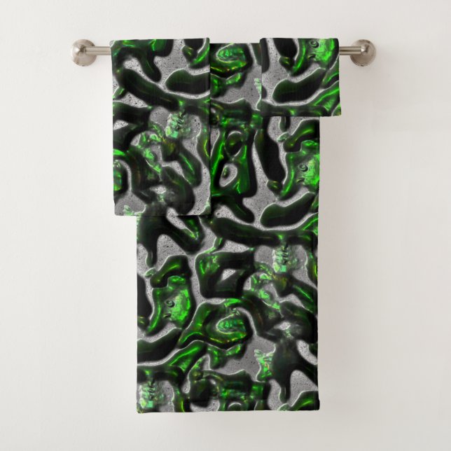 Augfressende, in Grau gearbeitete Linde Badhandtuch Set (Insitu)