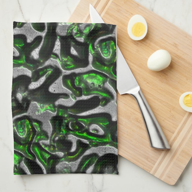 Augfressende, in Grau gearbeitete Linde Geschirrtuch (Viertel Falte)