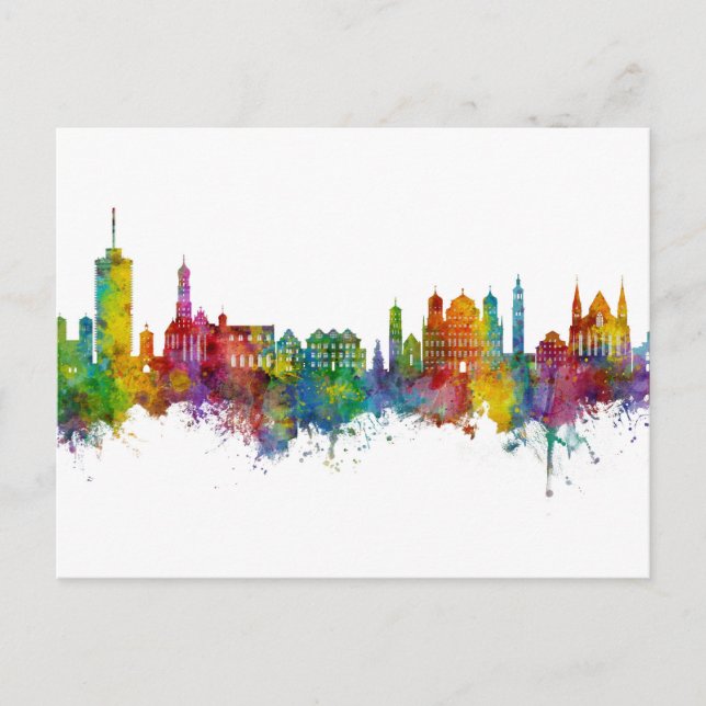 Augsburg Deutschland Skyline Postkarte (Vorderseite)