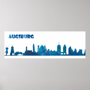 Augsburg Deutschland Skyline-Silhouette Poster