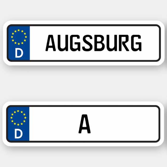 Augsburg-Kennzeichen, deutsches Kfz-Kennzeichen Aufkleber
