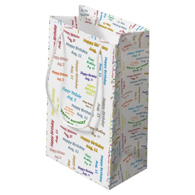 August, 11 Geburtstagsgeschenktasche Kleine Geschenktüte (Rückseite Schrägansicht)