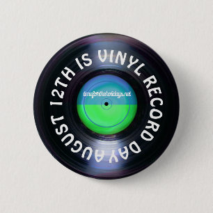 August 12 ist Vinyl Record Day Button
