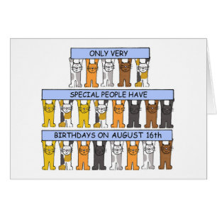 August 16. Geburtstag Cartoon Katzen