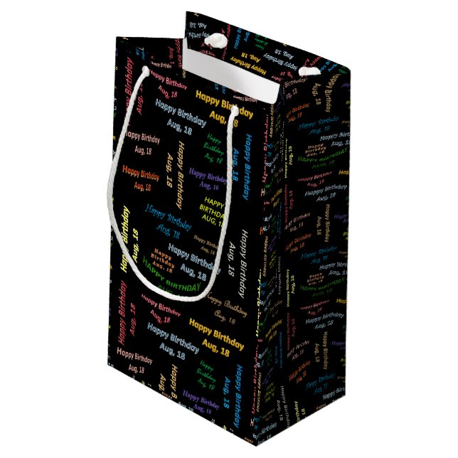 August, 18 Geburtstagsgeschenktasche Kleine Geschenktüte (Rückseite Schrägansicht)