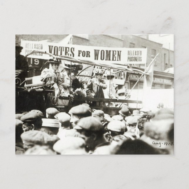 August 1908: Frauen abstimmen Postkarte (Vorderseite)