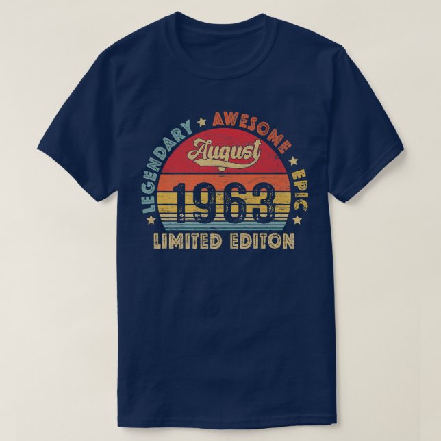 August 1963 59th Birthday Legendary Awesome Epic S T-Shirt (Design vorne)