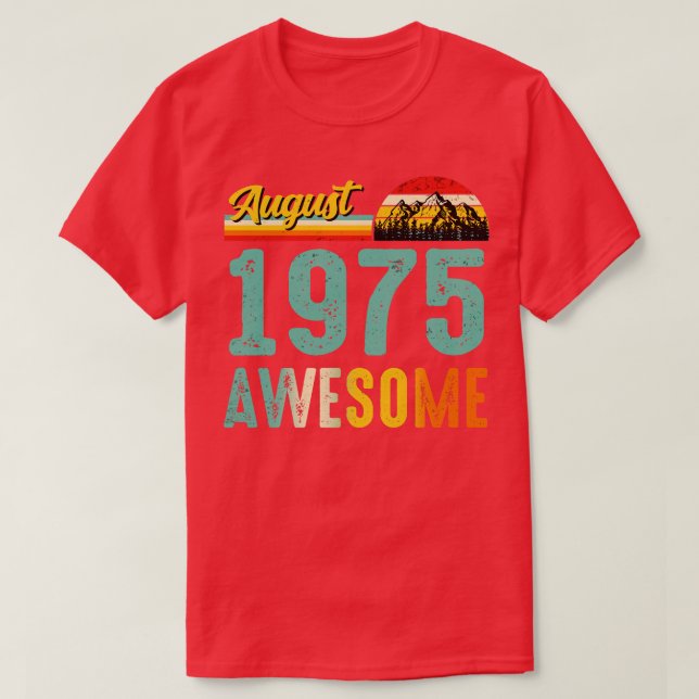 August 1975 Geburtstagsgeschenk Shirt Vintager Aug (Design vorne)