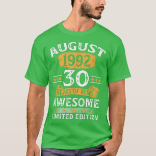 August 1992 30 Jahre altes Geschenk für Männer Vin T-Shirt