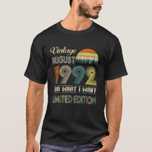 August 1992 Vintag 30 Jahre alt Geburtstag T-Shirt