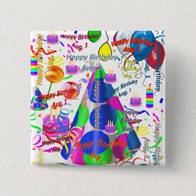 August, 1 Geburtstagskopf Button (Vorderseite)