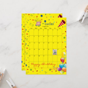 August 2022 Kalender Glückwunsch zum Geburtstag Ei Einladung