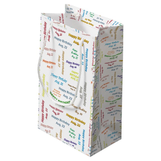 August, 22 Geburtstagsgeschenktasche Kleine Geschenktüte (Rückseite Schrägansicht)