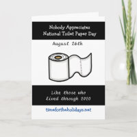 August 26. Spaß-Karte für das nationale Toilettenp