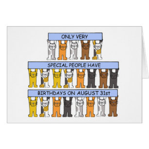 August 31. Geburtstag Niedlicher Cartoon Katzen