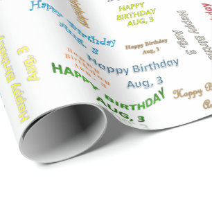 August, 3 Geburtstagsgeschenkpapier Geschenkpapier
