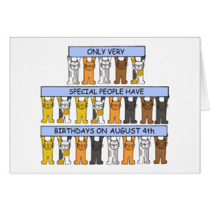 August 4. Geburtstag Cartoon Katzen