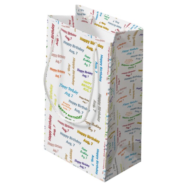 August, 7 Geburtstagsgeschenktasche Kleine Geschenktüte (Rückseite Schrägansicht)