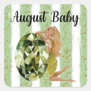 August Baby Geburtstagsaufkleber Quadratischer Aufkleber